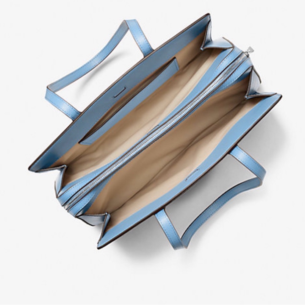 Michael Kors Laila Medium Pebbled  Tote Bag in Chambray - Picture 3 of 6